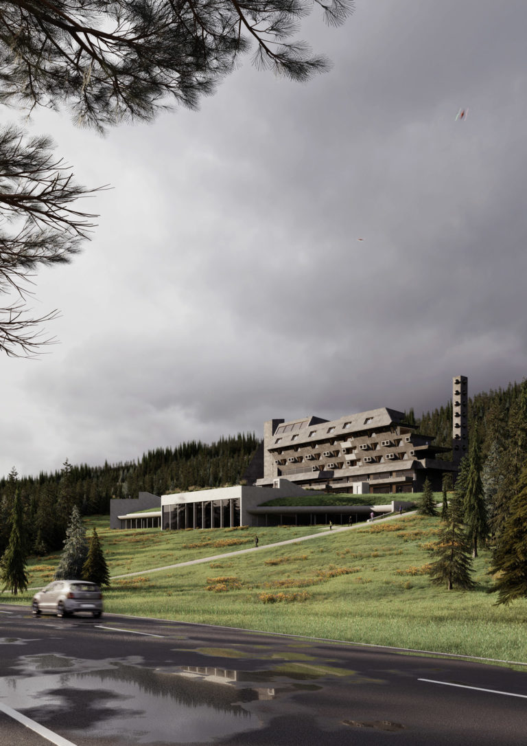 Vision Hotel Igman, Architekturvisualisierung, Masterarbeit Daniel Uhrig, 2019