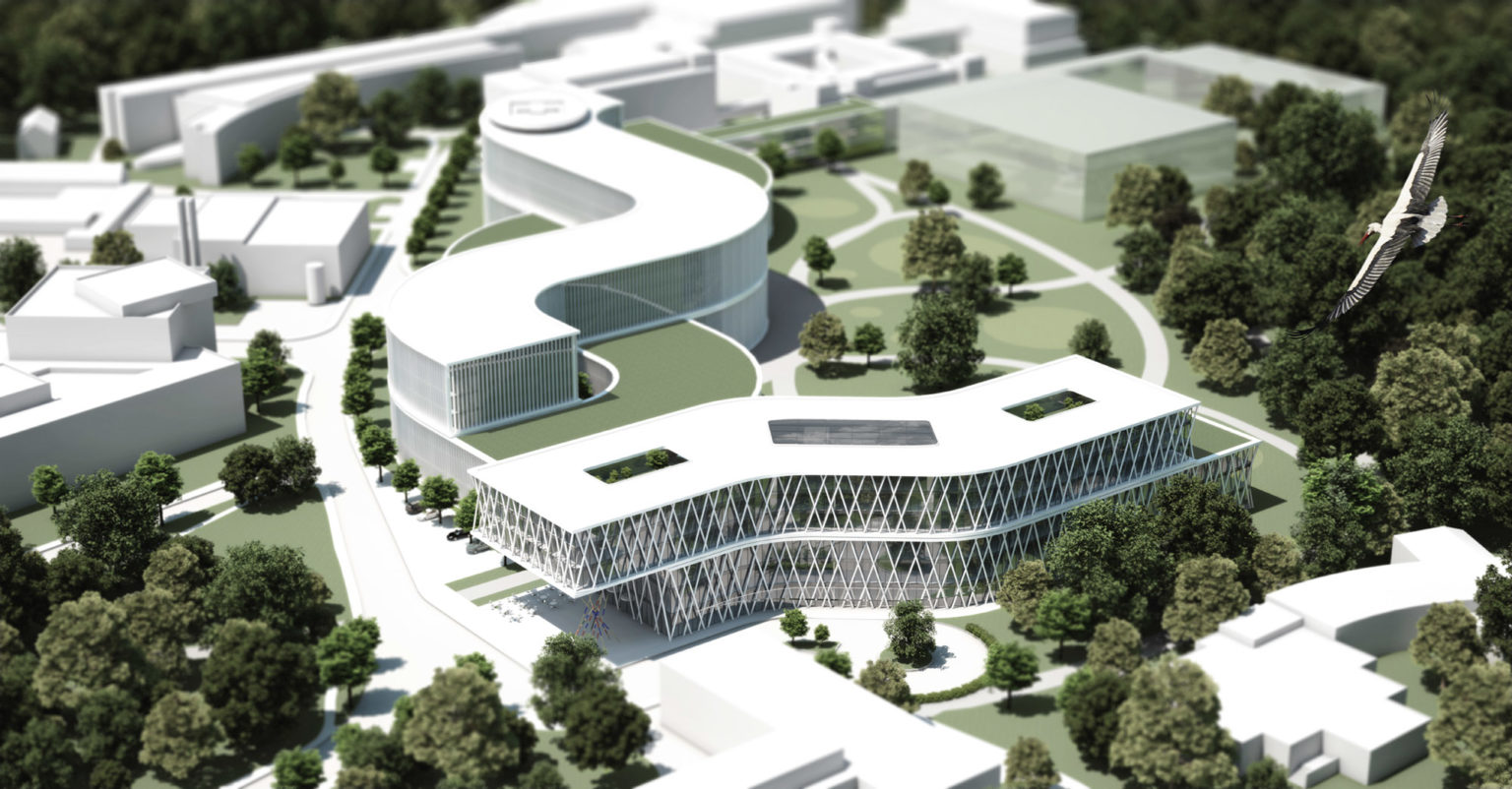 Architekturvisualisierung Wettbewerb Uniklinikum Bonn, Vogelperspektive, Schmucker und Partner, 2013